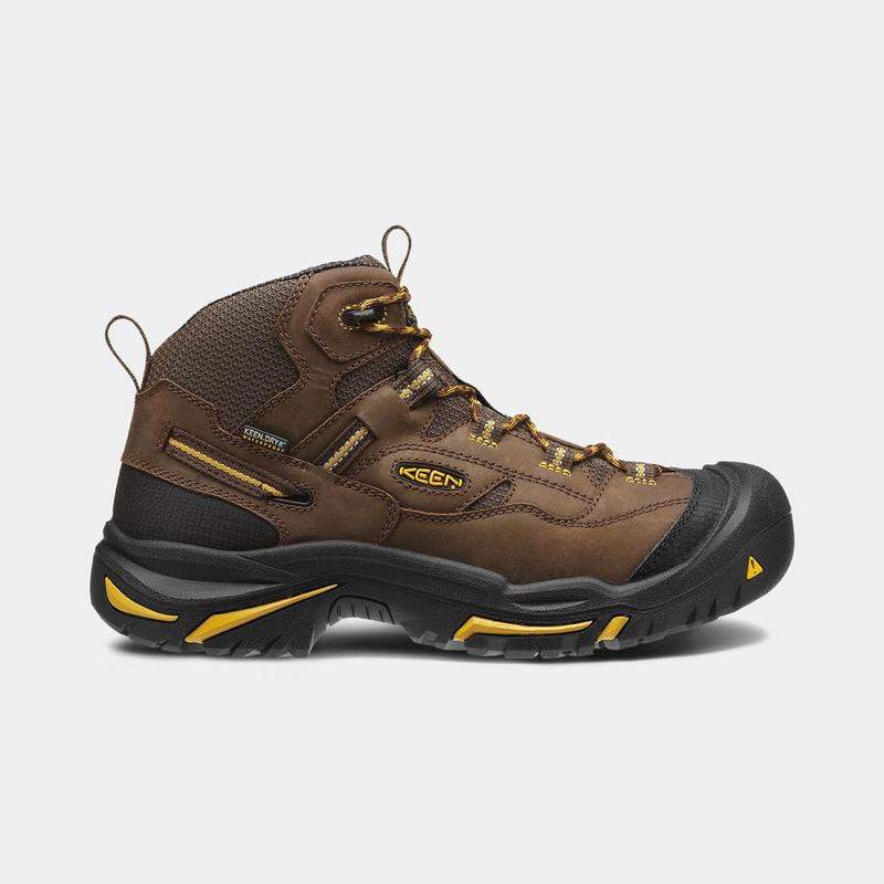 Keen Braddock Waterproof Mid Soft Toe - Erkek Iş Botu - Kahverengi/Siyah - Türkiye (438296QJL)